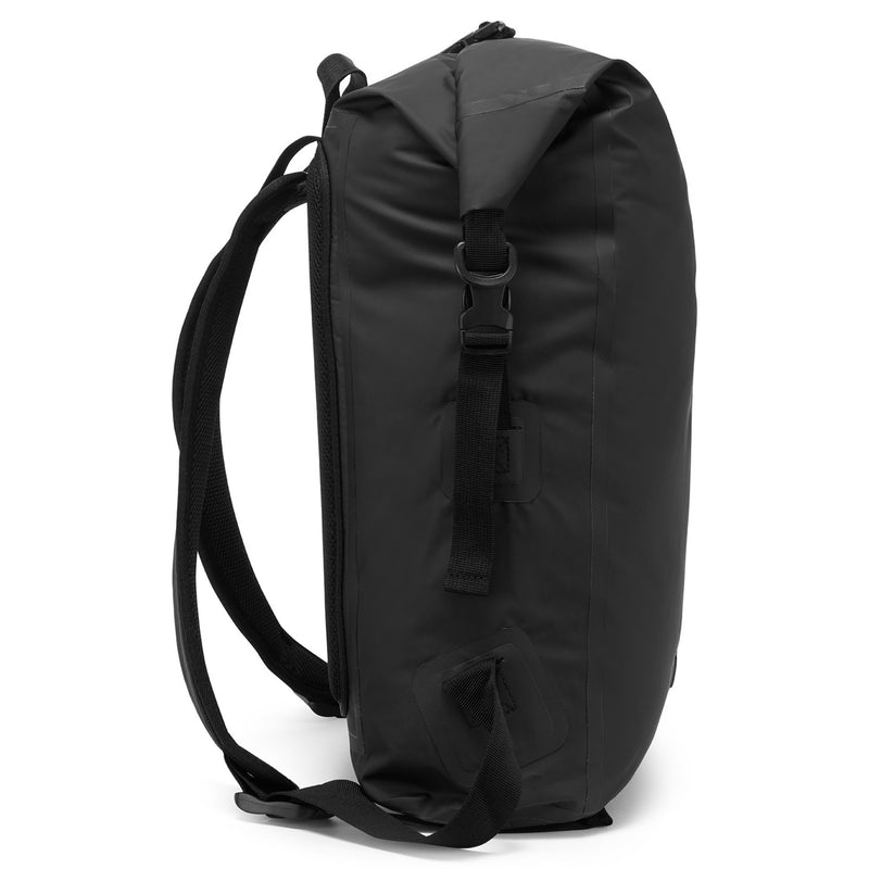 side view of day pack in black