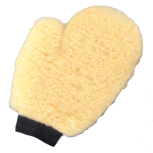 Wool wash mitt with elastic band