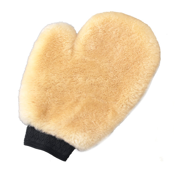 Deluxe lambs wool wash mitt with elastic band