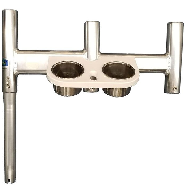 brass fishing rod holders for boats BIRDSALL MARINE Triple Offset Rod Holder w/ Cup Holder – Crook and Crook Fishing, Electronics, and Marine Supplies
