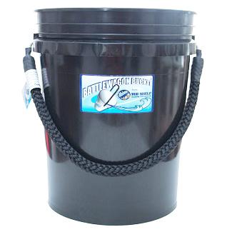 black bucket with black handle