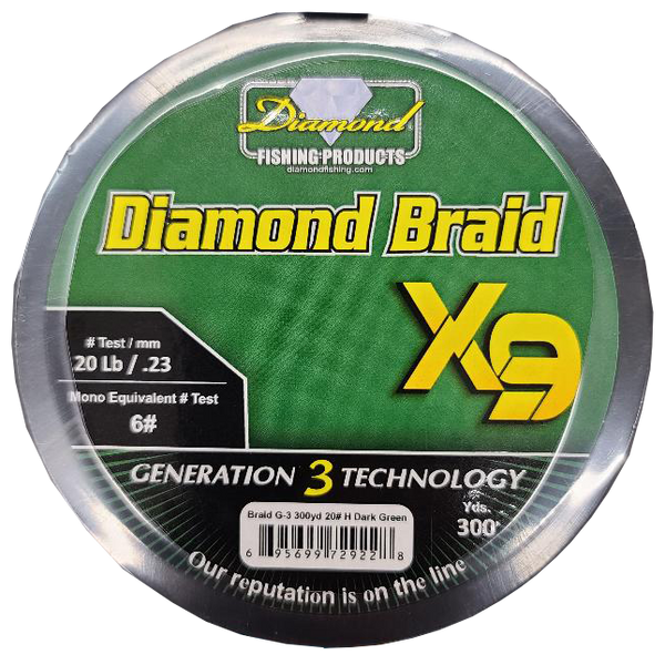 Diamond Braid 8X Generation III 300YDS Dark Green - Capt. Harry's – Capt.  Harry's Fishing Supply