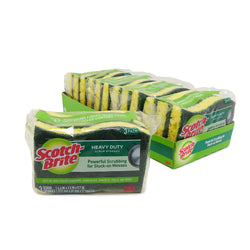 3-PACK Scotch-Brite Heavy Duty Scrub Sponges in package and shown in tray holding (4) 3-packs 