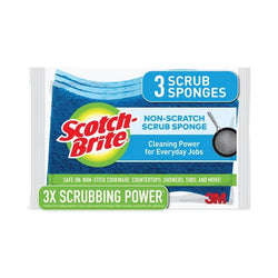 3-PACK of Blue Scrub Sponges in packaging