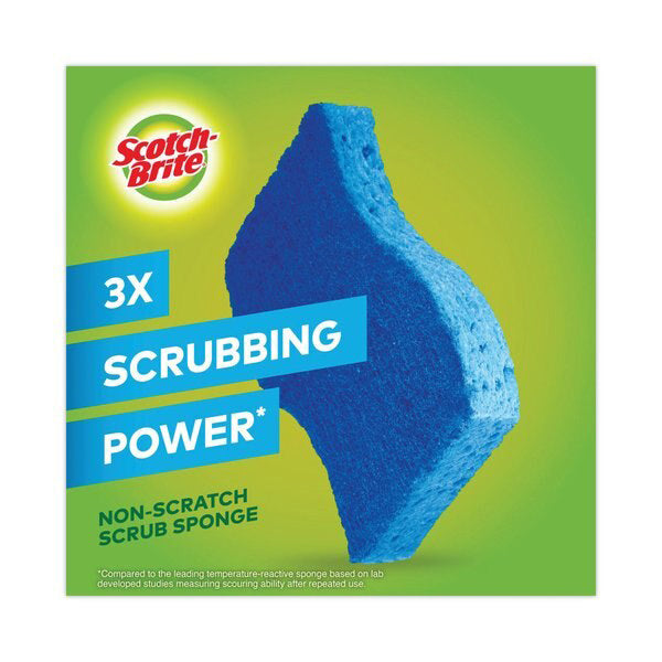 3X Scrubbing Power ad with blue non-scratch scrub sponge