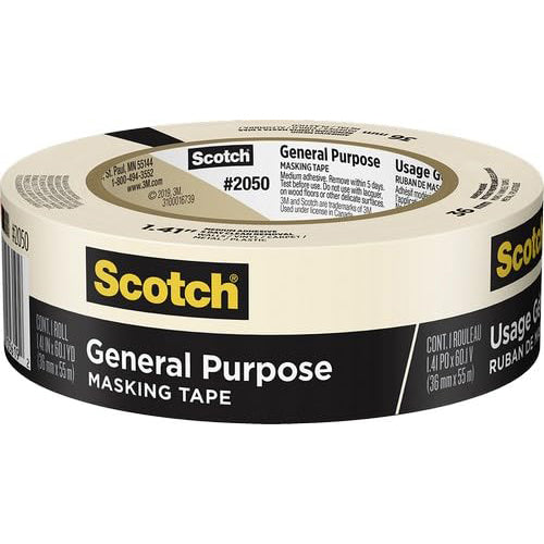 1.5 inch x 60 yd Roll of Scotch General Purpose Making Tape - Tan