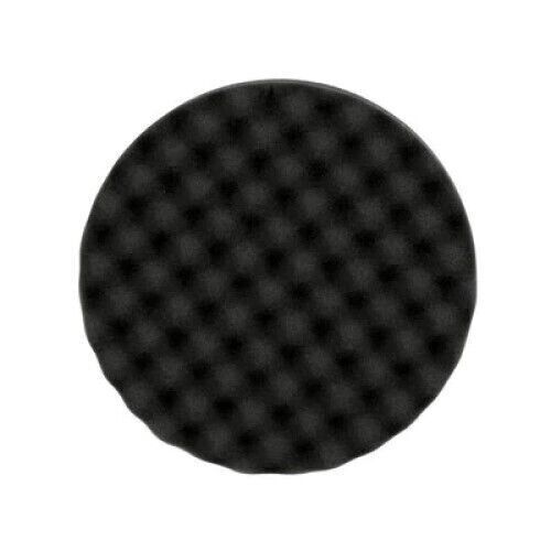 One black round foam polishing pad with waffle face