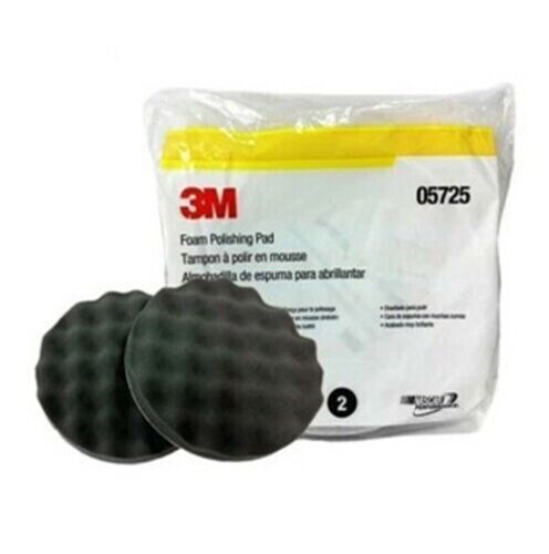 3M 05725 Packaging with 2 black foam polishing pads outside of package