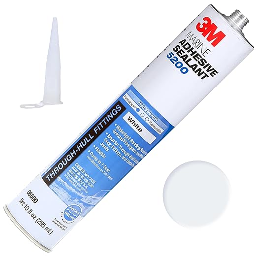 3M Marine Adhesive Sealant tube with a small white cone and sphere on a white background
