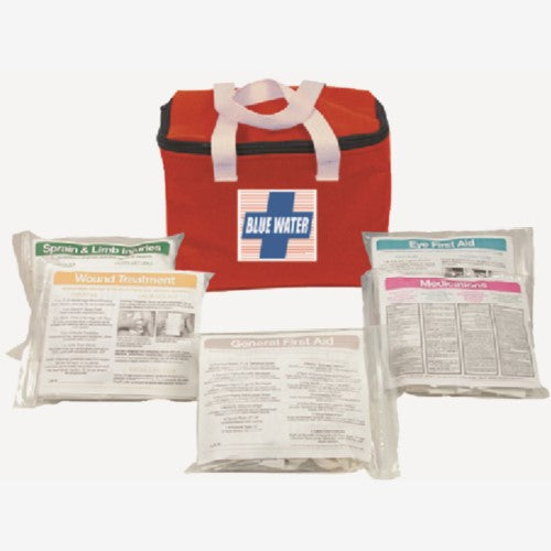 First aid kit with bagged contents