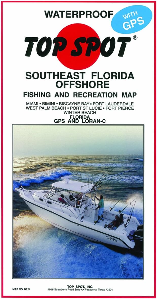 TOP SPOT Southeast Florida Offshore Map N224 – Crook and Crook Fishing,  Electronics, and Marine Supplies