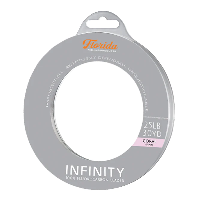 Florida Fishing Products Infinity 100% Fluorocarbon Leader Spool - 25LB 30YD Coral (pink)