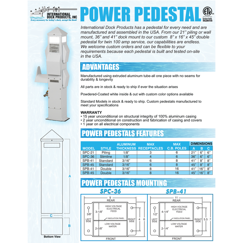 Pedestal Spec Sheet