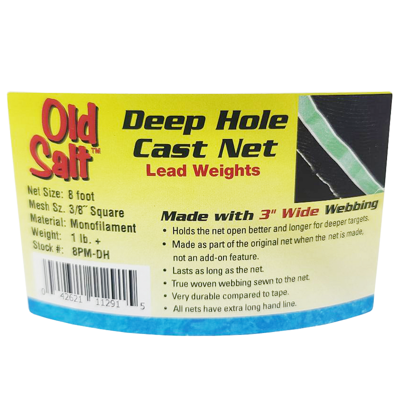 Betts 8PM-DH Old Salt Deep Hole Mono Cast Net, 8-Feet 3/8-Inch, Mesh, Sewn-in