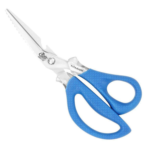 shears with cuda blue scale grips