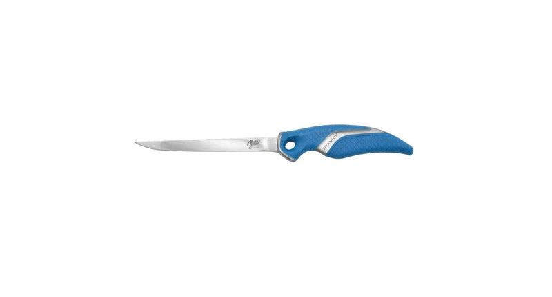 knife titanium blue handle