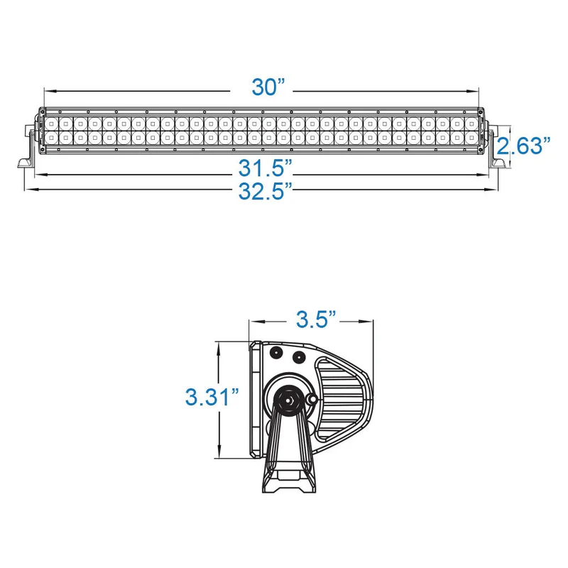 Dimensions for 30-inch Lightbar
