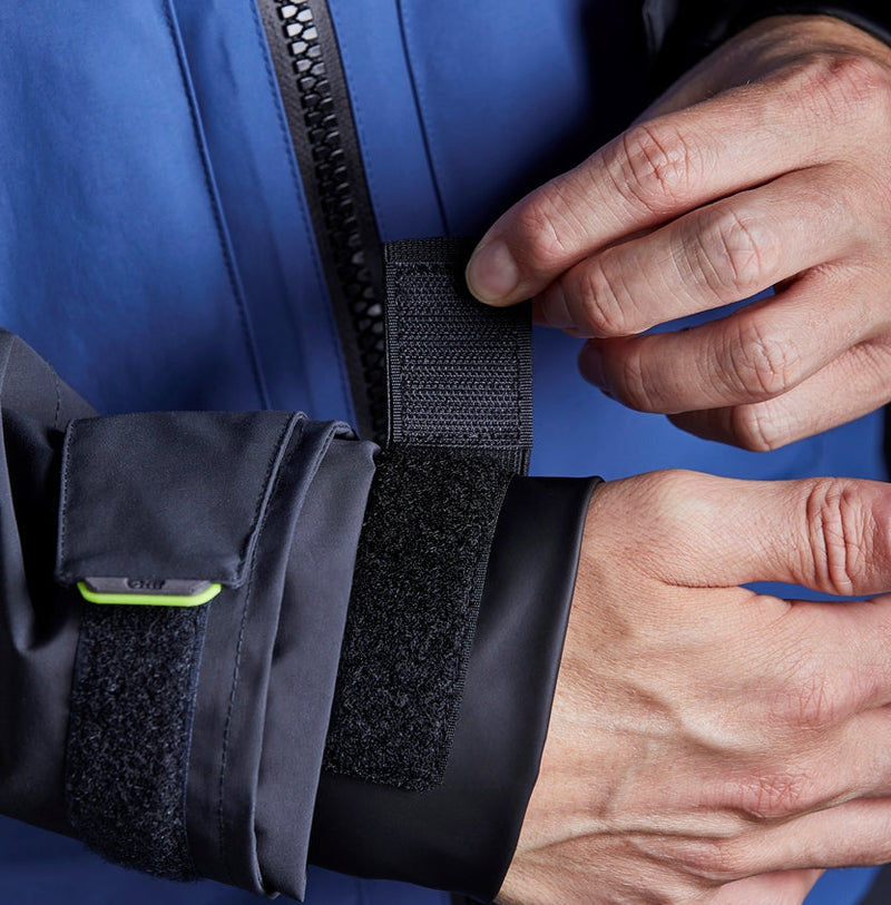 close up of adjustable velcro cuff on sleeve