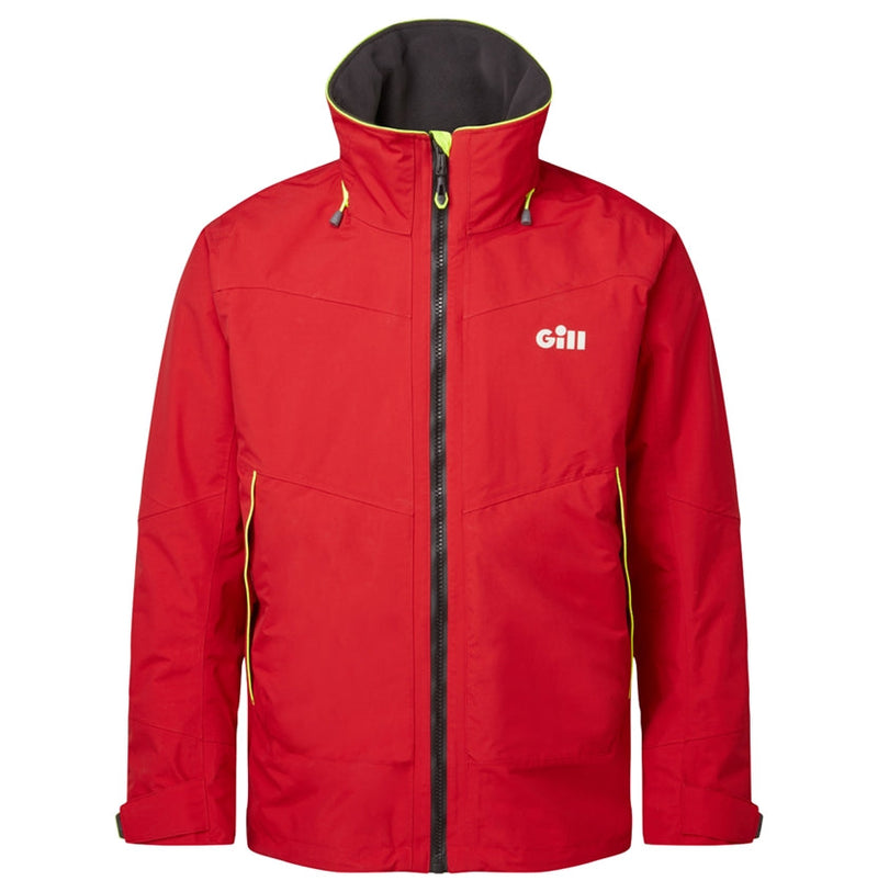 Gill OS3 Coastal Jacket Red front view all zipped up