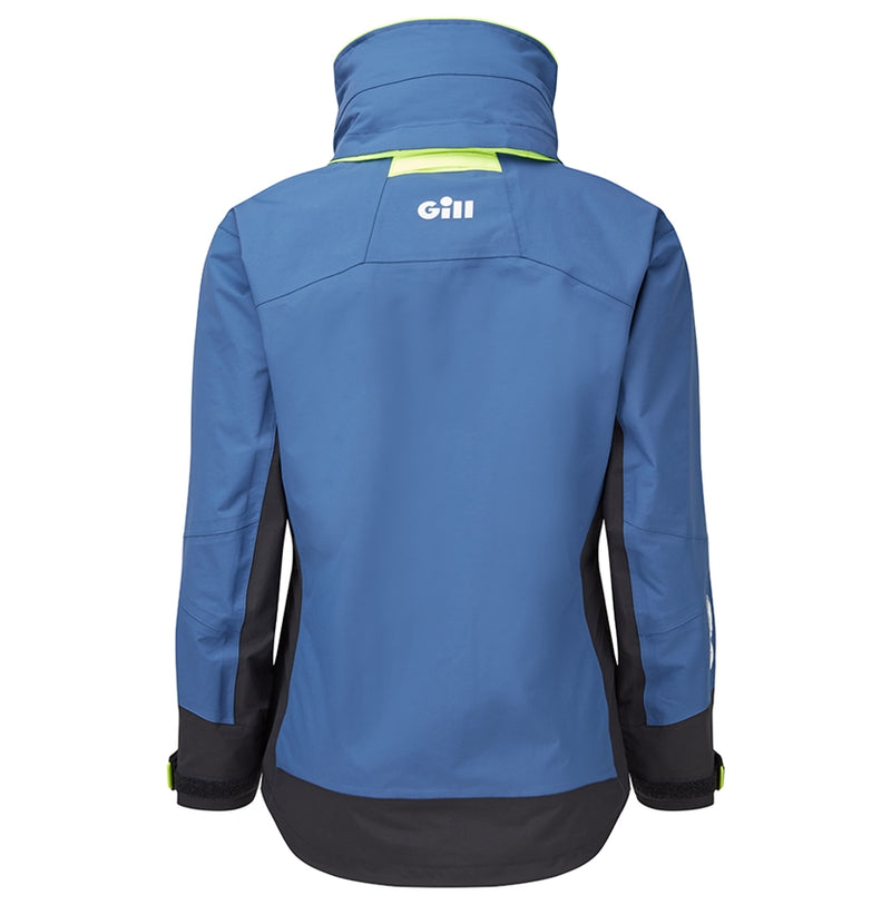 back view of women's coastal jacket ocean blue