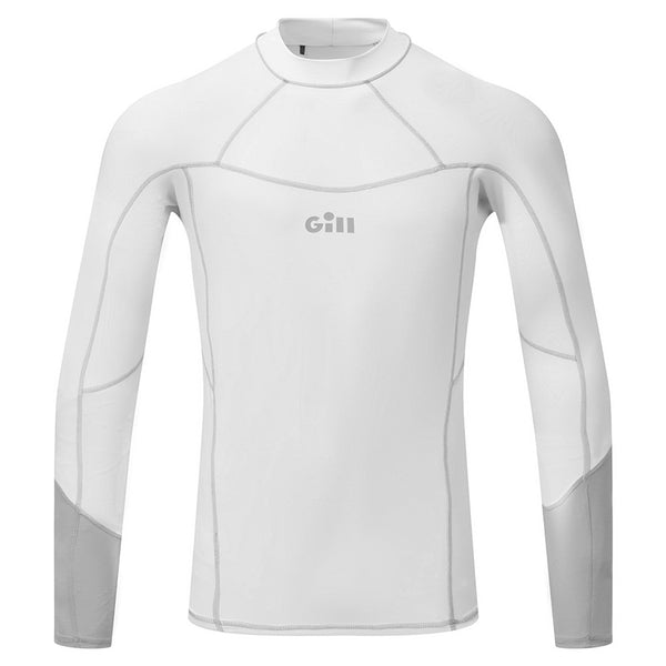 Men's Pro Rash Vest Long Sleeve in White with gray seams