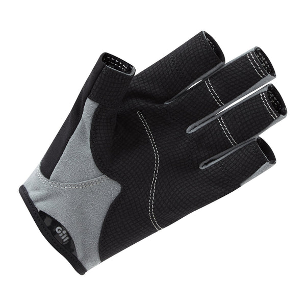 palm side of black and gray deckhand gloves with double layer Amara reinforcement for excellent grip