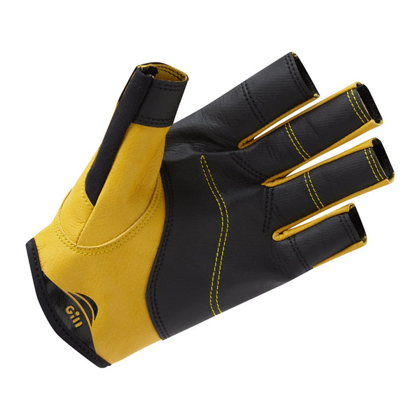 GILL Pro Gloves short finger yellow and black palm with Dura-Grip fabric and next generation Proton-Ultra XD palm and fingers