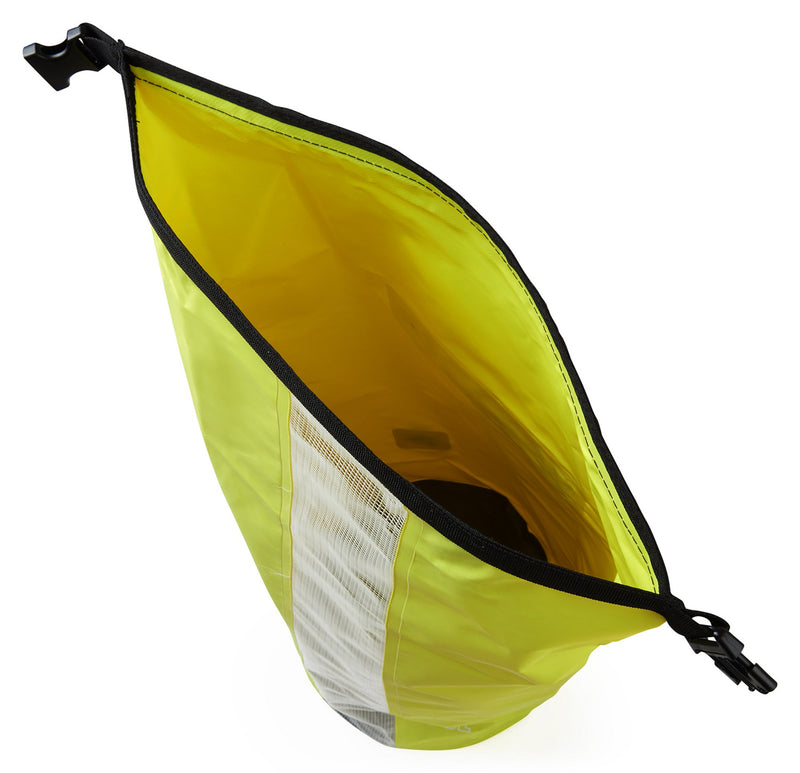 Top view 50L Gill Voyager Drybag in sulphur yellow of open bag