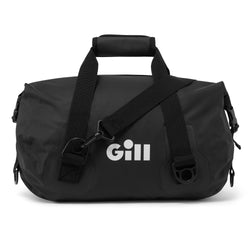 Gill 10L Duffel black with white Gill logo showing shoulder strap and grab handle