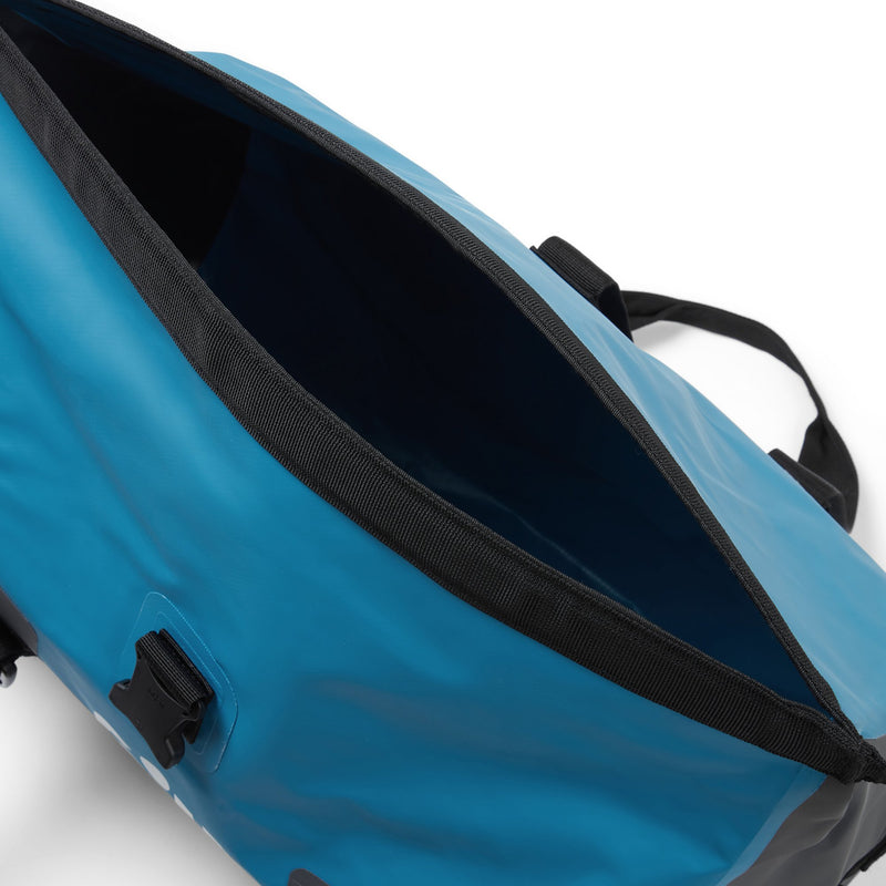 Top view of open 30L duffel bag - bluejay color