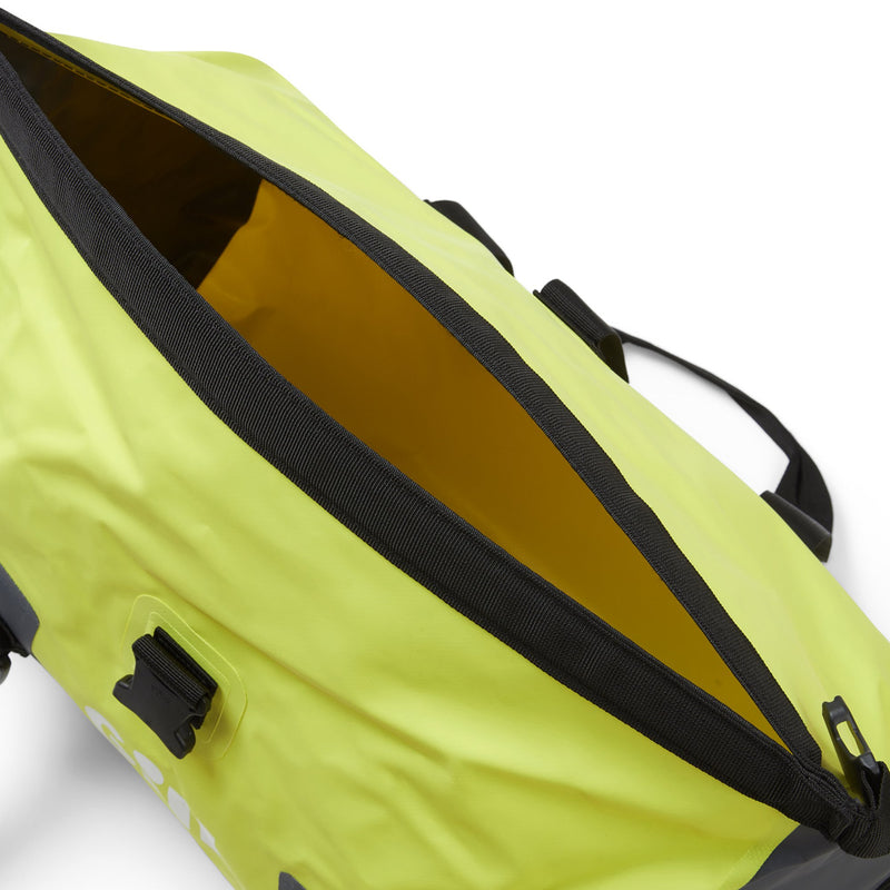 Top view of 30L duffel with bag open - Sulphur Yellow