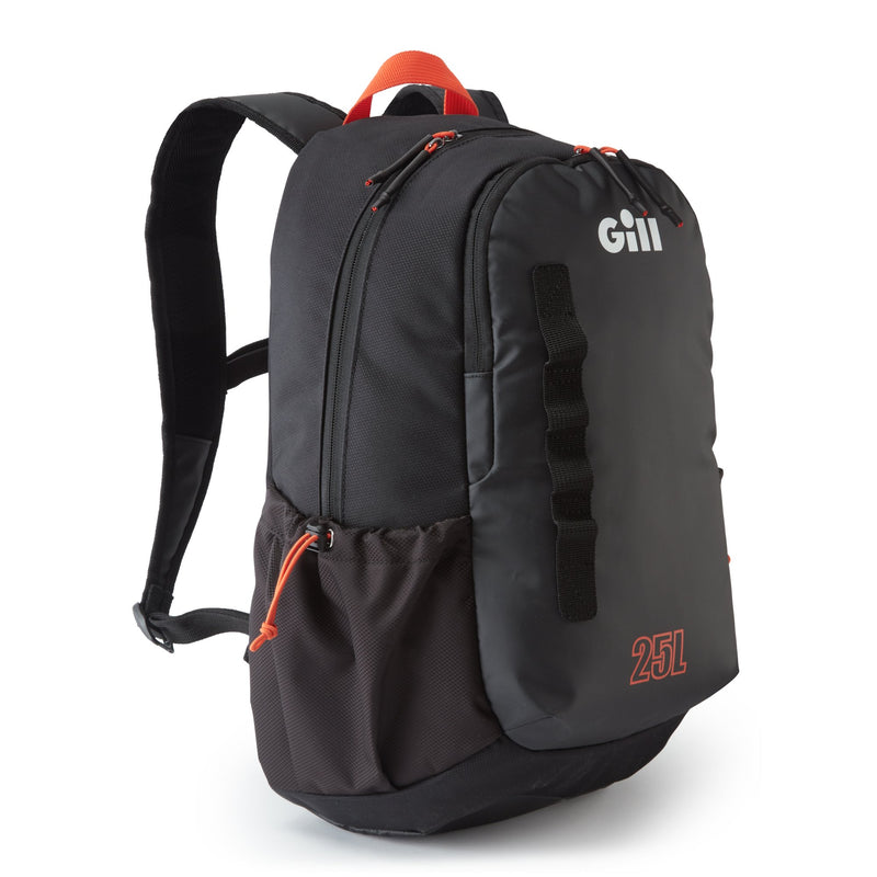 Angled view of the Gill Transit Backpack in black