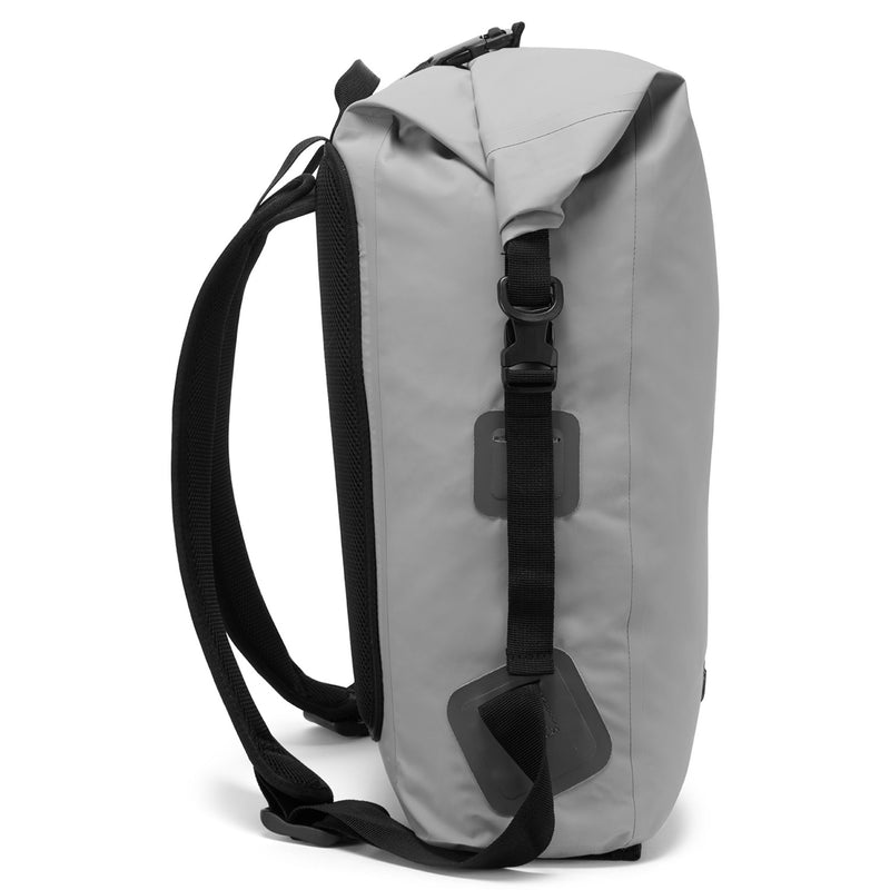 side view of day pack in grey