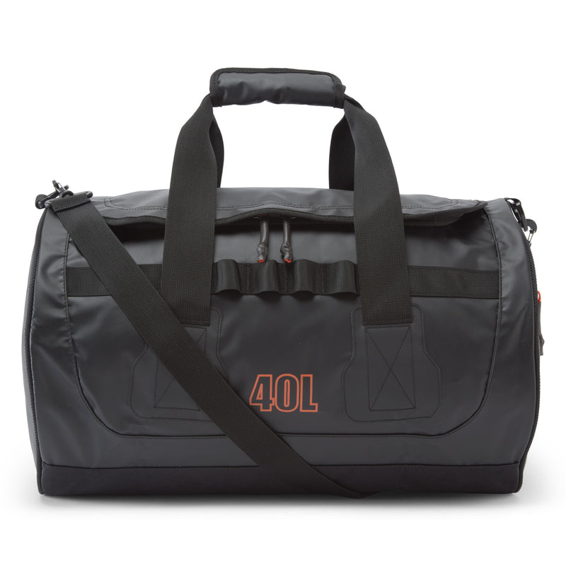 40L Gill Tarp Barrel Bag black with shoulder strap and sturdy grab handles