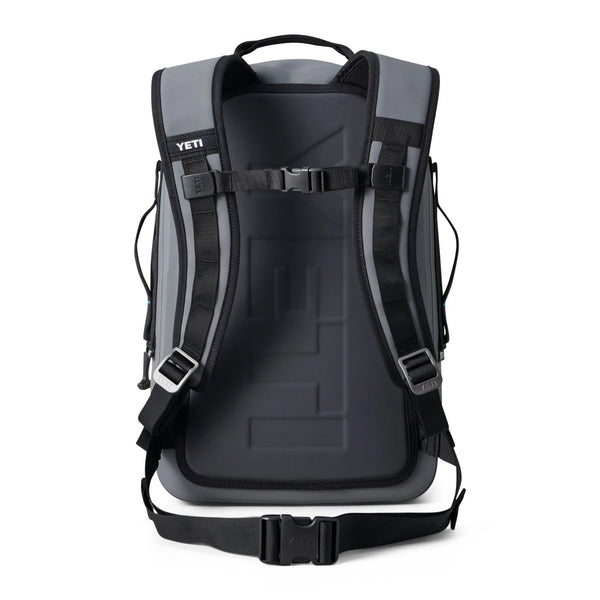 Gray and black backpack with YETI logo on a white background