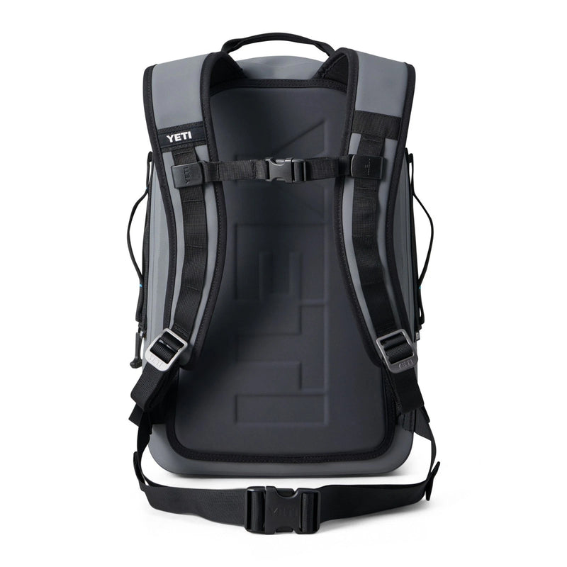 Gray and black backpack with YETI logo on a white background