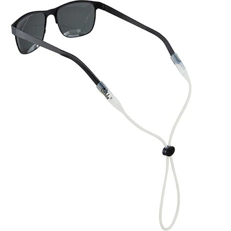 Sunglasses with a clear cord on a white background