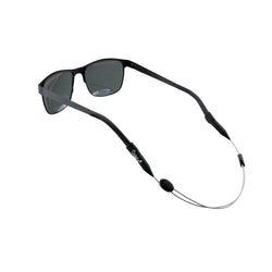 Black sunglasses with stainless black retainer