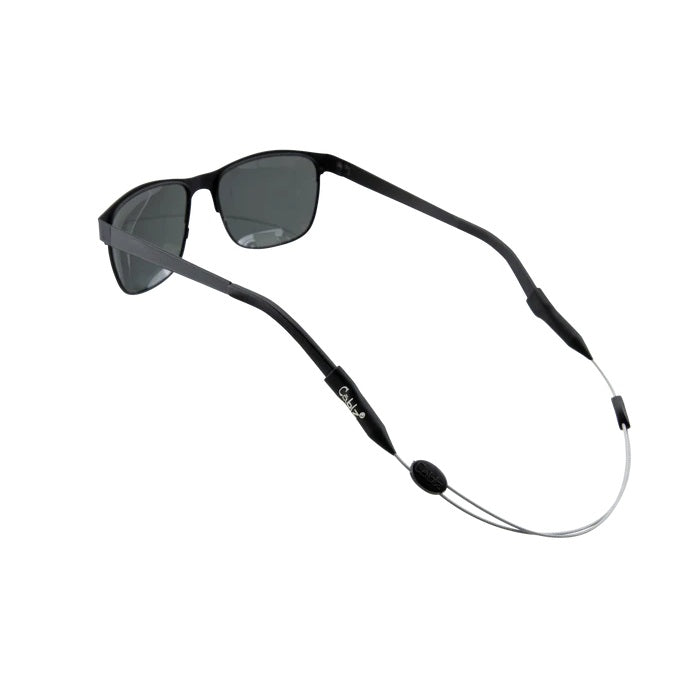Black sunglasses with stainless black retainer