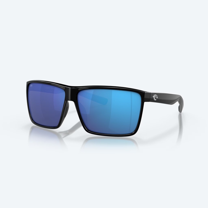 Shiny Black Frame with blue mirror lens