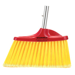 angled floor broom with yellow bristles