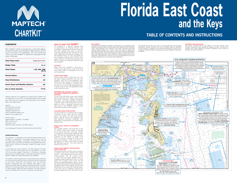 Florida East Coast and the Keys Table of Contents and Instructions page