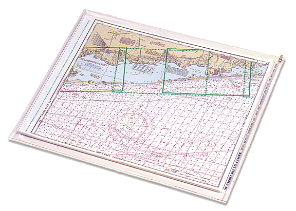 map shown in clear vinyl zip cover