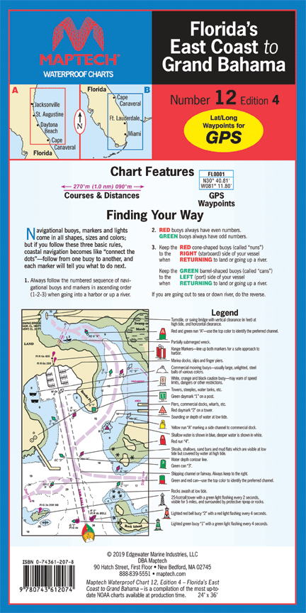 Florida's East Coast to Grand Bahama - Waterproof Chart cover