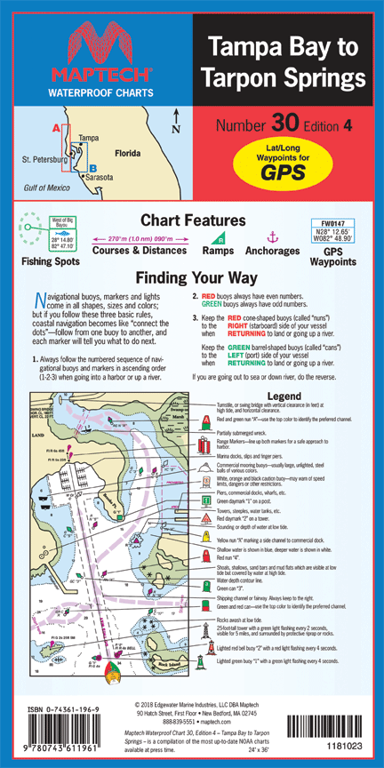 Tampa Bay to Tarpon Springs Waterproof Charts Cover