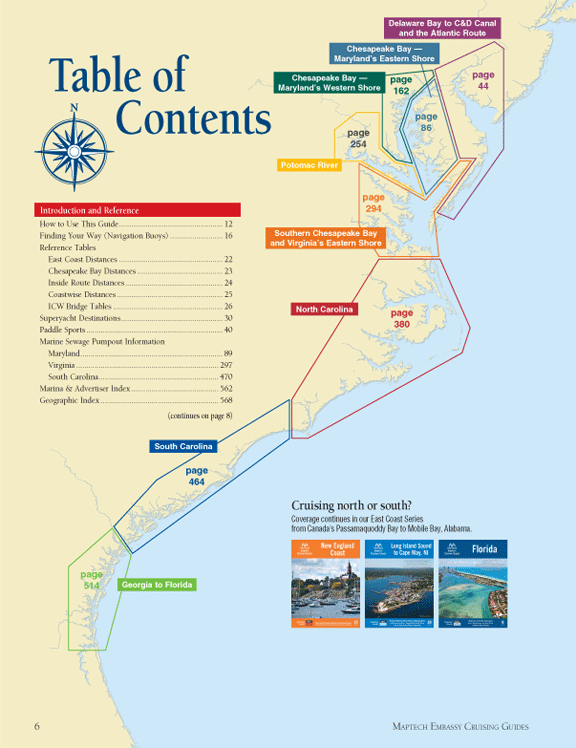 Chesapeake Bay to Florida & the Intercoastal Waterway - Table of Contents page