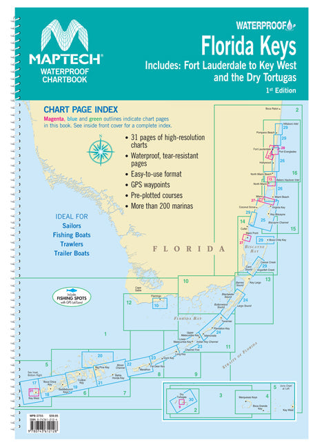 MAPTECH Waterproof Chartbook - Florida Keys, 1st Ed.