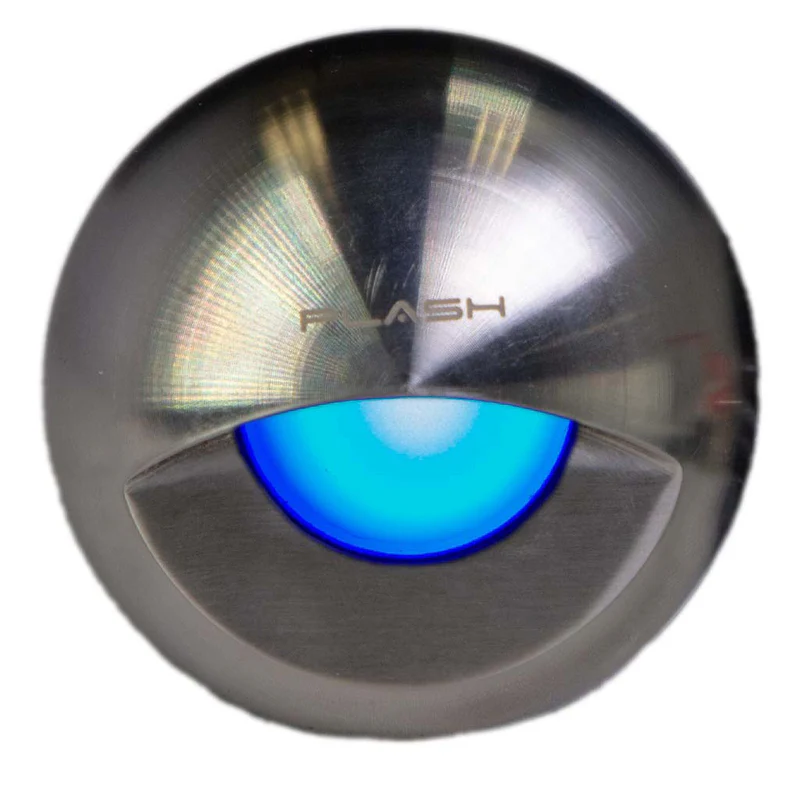 PLASH LIGHTING Gravity Surface Mounted LED Deck Light - Stainless Steel - Blue