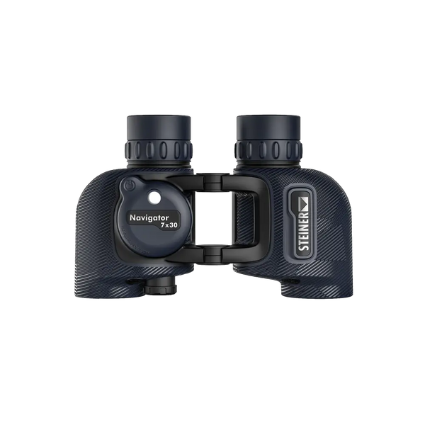 top view of binoculars with compass