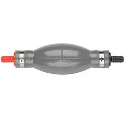 Gray bulb with red and black connectors on a white background